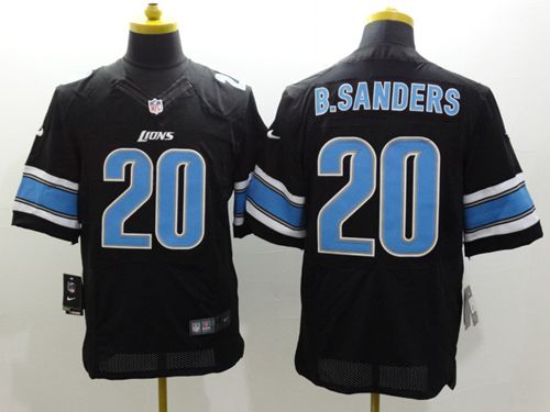 Lions #20 Barry Sanders Black Alternate Men's Stitched Elite Jersey