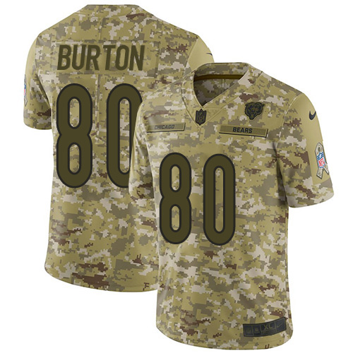 Chicago Bears #80 Trey Burton Camo Men's Stitched Limited 2018 Salute To Service Jersey Men's