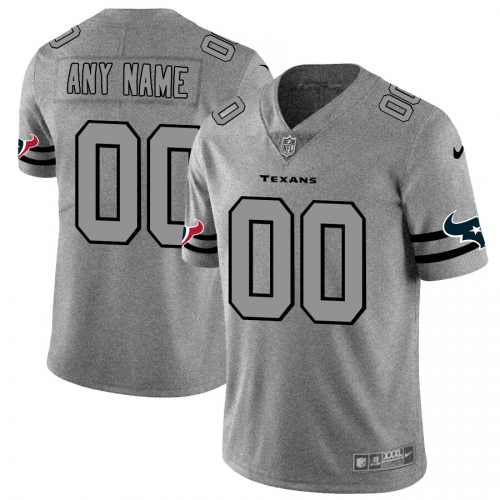 Houston Texans Custom Men's Gray Gridiron II Vapor Untouchable Limited Jersey