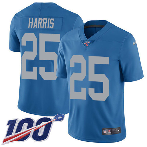Detroit Lions #25 Will Harris Blue Throwback Men's Stitched 100th Season Vapor Untouchable Limited Jersey Men's