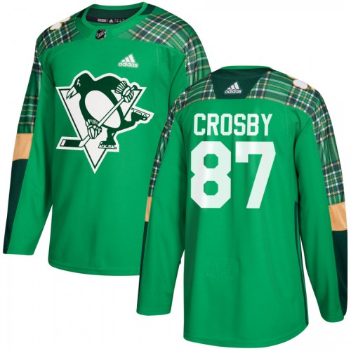 Adidas Pittsburgh Penguins #87 Sidney Crosby adidas Green St. Patrick's Day Authentic Practice Stitched Jersey Men's