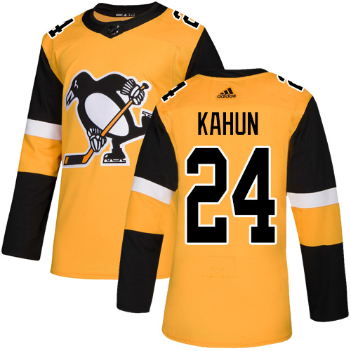 Adidas Pittsburgh Penguins #24 Dominik Kahun Gold Alternate Authentic Stitched Jersey Men's