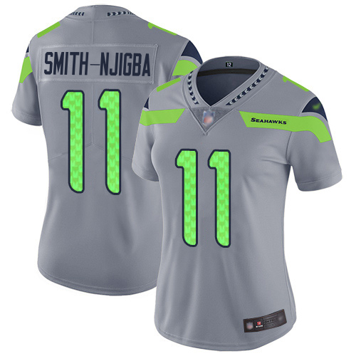 Seahawks #11 Jaxon Smith-Njigba Gray Women's Stitched Limited Inverted Legend Jersey