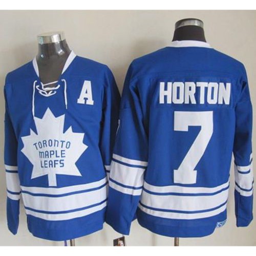 Maple Toronto Maple Leafs #7 Tim Horton Blue CCM Throwback Third Stitched Jersey Men's