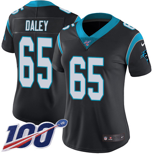 Carolina Panthers #65 Dennis Daley Black Team Color Women's Stitched 100th Season Vapor Untouchable Limited Jersey Womens