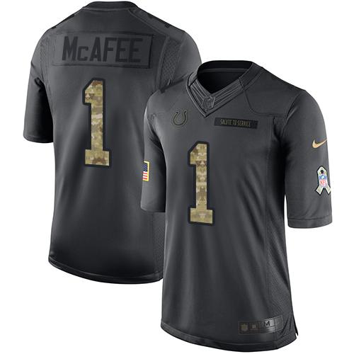 Indianapolis Colts #1 Pat McAfee Black Youth Stitched Limited 2016 Salute to Service Jersey Youth