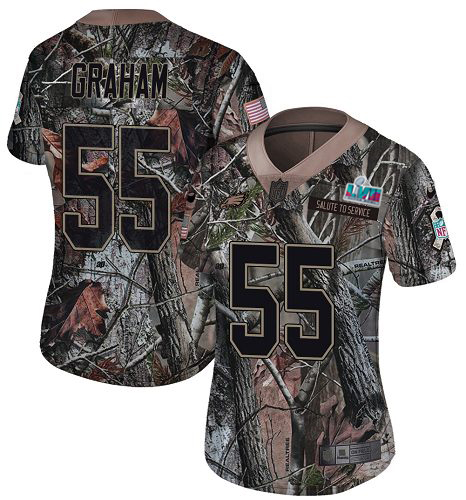 Eagles #55 Brandon Graham Camo Super Bowl LVII Patch Women's Stitched Limited Rush Realtree Jersey