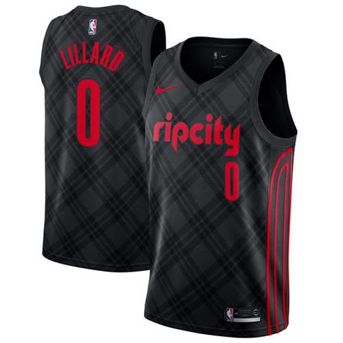 Portland Trail Blazers #0 Damian Lillard Black Swingman City Edition Jersey Mens