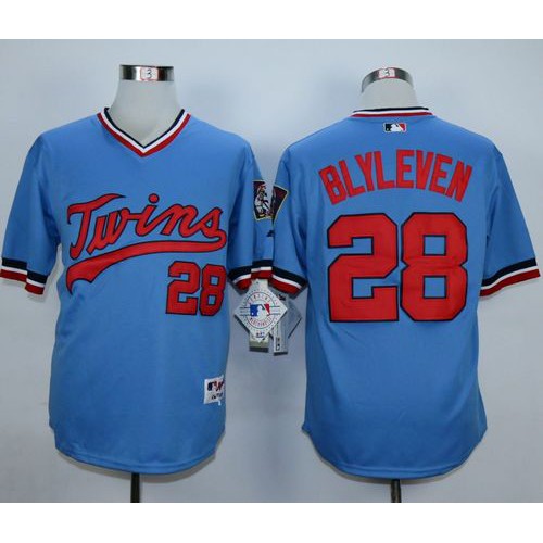 Minnesota Twins #28 Bert Blyleven Light Blue 1984 Turn Back The Clock Stitched Jersey Men's