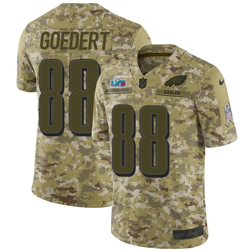 Eagles #88 Dallas Goedert Camo Super Bowl LVII Patch Youth Stitched Limited 2018 Salute To Service Jersey