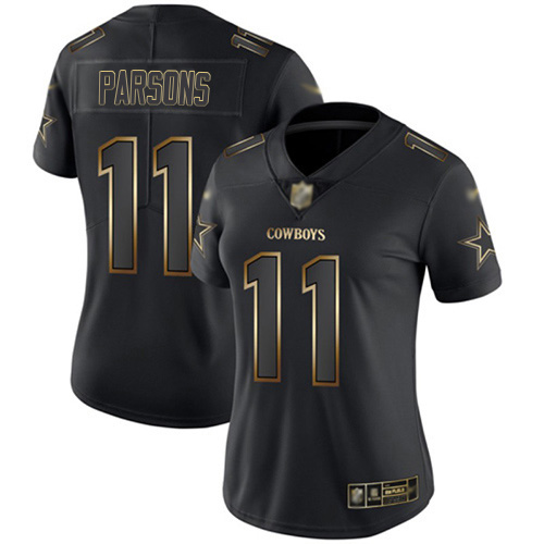 Cowboys #11 Micah Parsons Black/Gold Women's Stitched Vapor Untouchable Limited Jersey