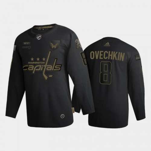 Washington Washington Capitals #8 Alexander Ovechkin Adidas 2020 Veterans Day Authentic Jersey - Black Men's