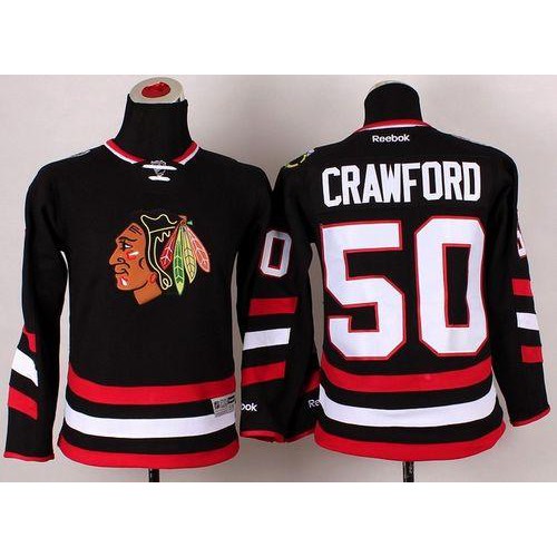 Chicago Blackhawks #50 Corey Crawford Black 2014 Stadium Series Stitched Youth Jersey Youth