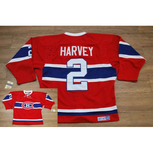 Montreal Canadiens #2 Doug Harvey Stitched Red CH CCM Throwback Jersey Men's