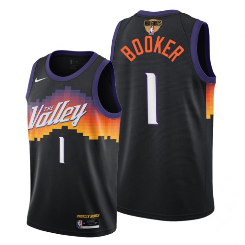 Phoenix Suns #1 Devin Booker Mens 2021 Finals Bound City Edition Jersey Black Mens