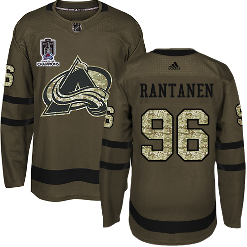 Adidas Colorado Avalanche #96 Mikko Rantanen Green 2022 Stanley Cup Champions Salute To Service Stitched Jersey Men's