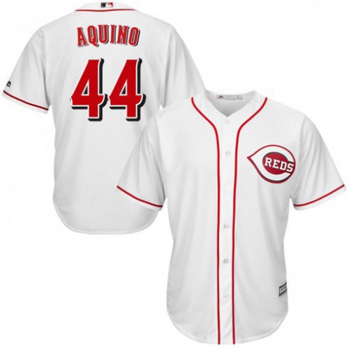 Men's Cincinnati Reds #44 Aristides Aquino Majestic White Home Official Cool Base Player Jersey Men's
