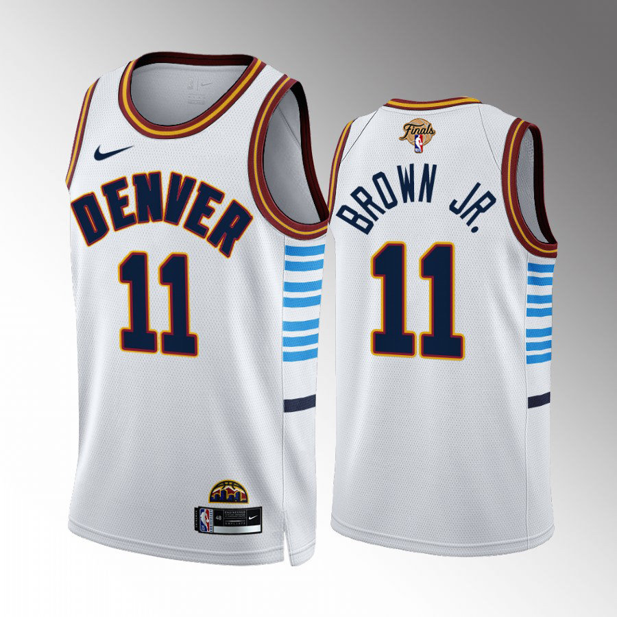 Denver Nuggets #11 Bruce Brown Jr. White 2023 Finals Patch Men's City Edition Jersey
