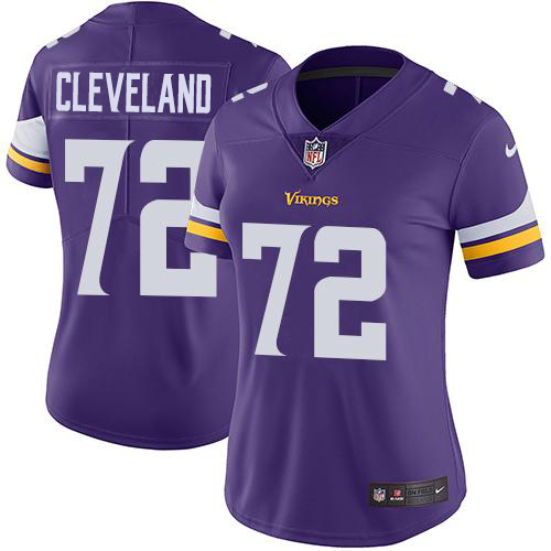 Minnesota Vikings #72 Ezra Cleveland Purple Team Color Women's Stitched Vapor Untouchable Limited Jersey Womens