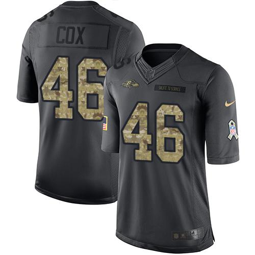 Baltimore Ravens #46 Morgan Cox Black Men's Stitched Limited 2016 Salute to Service Jersey Men's