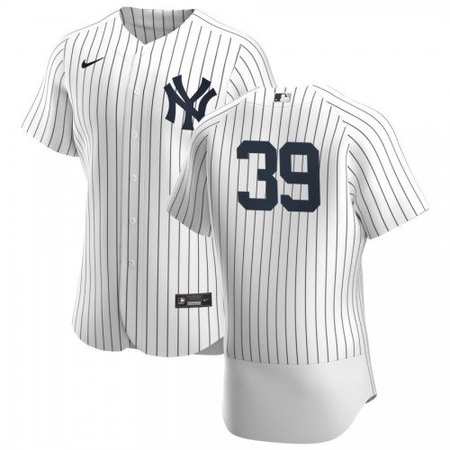 New York New York Yankees #39 Mike Tauchman Men's White Navy Home 2020 Authentic Player Jersey Men's