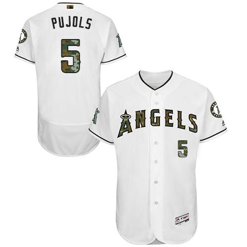 Los Angeles Angels of Anaheim #5 Albert Pujols White Flexbase Authentic Collection Memorial Day Stitched Jersey Men's