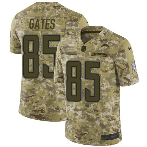 Los Angeles Chargers #85 Antonio Gates Camo Men's Stitched Limited 2018 Salute To Service Jersey Men's