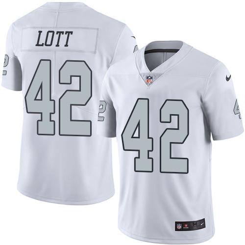 Las Vegas Raiders #42 Ronnie Lott White Men's Stitched Limited Rush Jersey Men's
