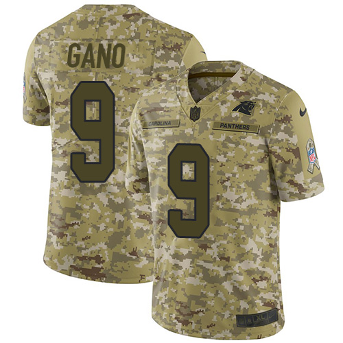 Carolina Panthers #9 Graham Gano Camo Youth Stitched Limited 2018 Salute to Service Jersey Youth