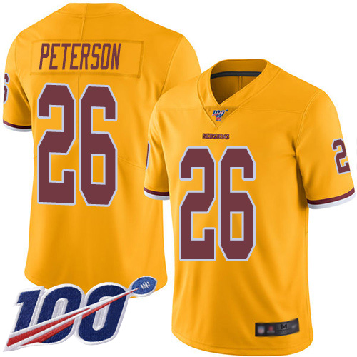Washington Commanders #26 Adrian Peterson Gold Men's Stitched Limited Rush 100th Season Jersey Men's