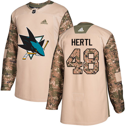 Adidas San Jose Sharks #48 Tomas Hertl Camo Authentic 2017 Veterans Day Stitched Jersey Men's