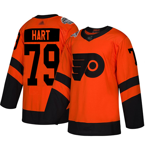 Adidas Philadelphia Flyers #79 Carter Hart Orange Authentic 2019 Stadium Series Women's Stitched Jersey Womens