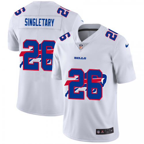 Buffalo Buffalo Bills?#26 Devin Singletary White Men's Team Logo Dual Overlap Limited Jersey Men's