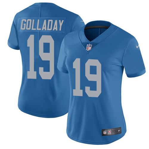 Detroit Lions #19 Kenny Golladay Blue Throwback Women's Stitched Vapor Untouchable Limited Jersey Womens