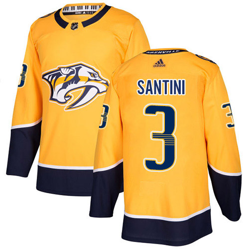 Adidas Nashville Predators #3 Steven Santini Yellow Home Authentic Stitched Jersey Men's
