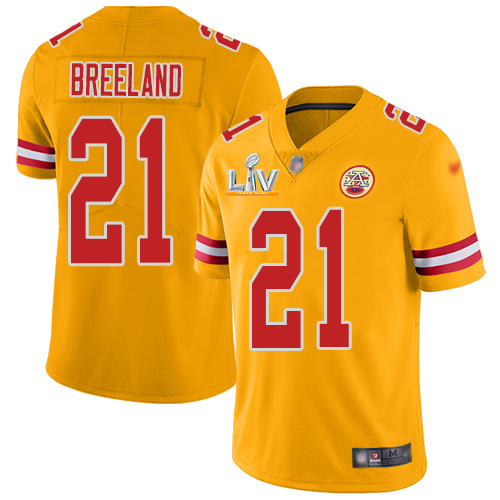 Kansas City Chiefs #21 Bashaud Breeland Gold Men's Super Bowl LV Bound Stitched Limited Inverted Legend Jersey Men's