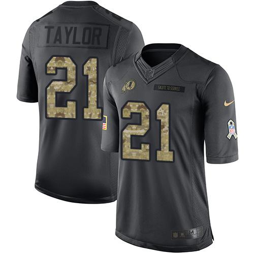 Commanders #21 Sean Taylor Black Youth Stitched Limited 2016 Salute To Service Jersey