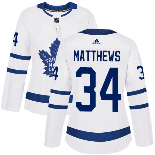 Adidas Maple Toronto Maple Leafs #34 Auston Matthews White Road Authentic Women's Stitched Jersey Womens