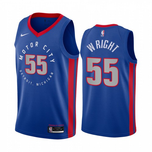 Detroit Pistons #55 Delon Wright Blue Womens Swingman 2020-21 City Edition Jersey Womens
