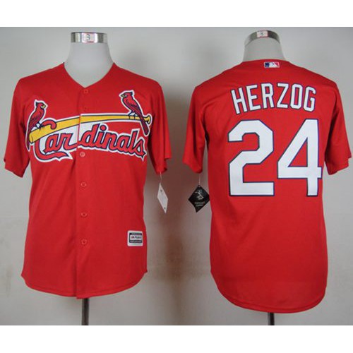 St.Louis Cardinals #24 Whitey Herzog Red New Cool Base Stitched Jersey Men's