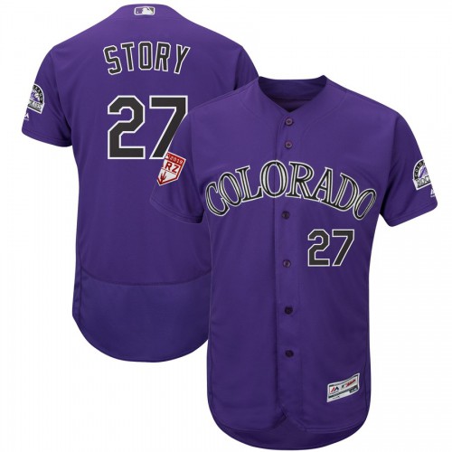 Colorado Rockies #27 Trevor Story Purple 2019 Spring Training Flex Base Stitched Jersey Men's