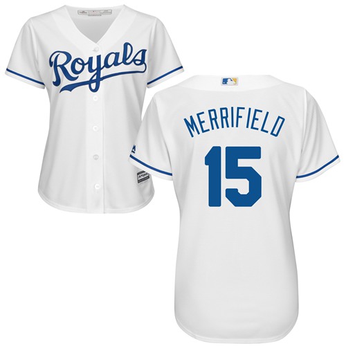 Kansas City Royals #15 Whit Merrifield White Home Women's Stitched Jersey Womens
