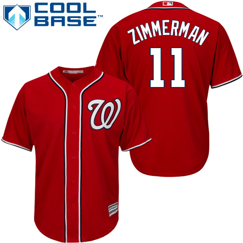 Washington Nationals #11 Ryan Zimmerman Red Cool Base Stitched Youth Jersey Youth