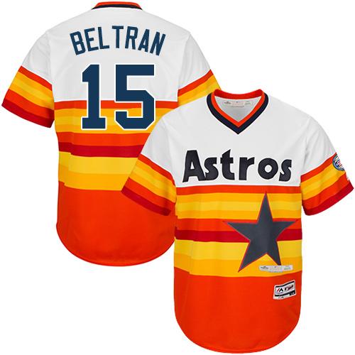 Houston Astros #15 Carlos Beltran White/Orange Cooperstown Stitched Youth Jersey Youth