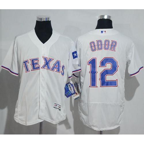 Texas Rangers #12 Rougned Odor White Flexbase Authentic Collection Stitched Jersey Men's
