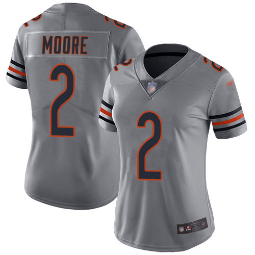 Bears #2 D.J. Moore Silver Women's Stitched Limited Inverted Legend Jersey