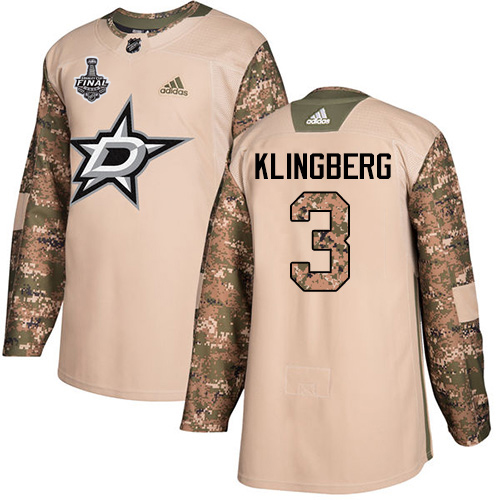 Adidas Dallas Stars #3 John Klingberg Camo Authentic 2017 Veterans Day 2020 Stanley Cup Final Stitched Jersey Men's