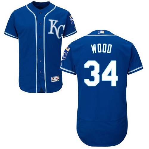 Kansas City Royals #34 Travis Wood Royal Blue Flexbase Authentic Collection Stitched Jersey Men's