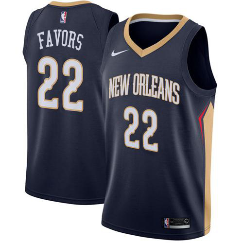 New Orleans Pelicans #22 Derrick Favors Navy Swingman Icon Edition Jersey Mens
