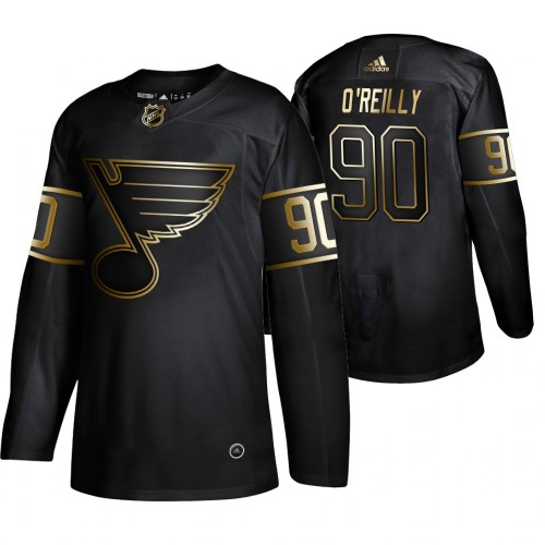 Adidas St. Louis Blues #90 Ryan O'Reilly Men's 2019 Black Golden Edition Authentic Stitched Jersey Men's